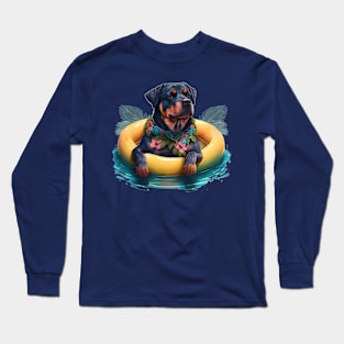 Cool Rottweiler at the Swimming Pool Long Sleeve T-Shirt